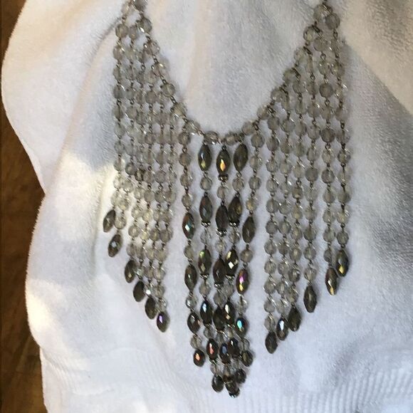 Vintage Crystal Bib Necklace, 16” to 19” Adjustable. - Picture 1 of 8